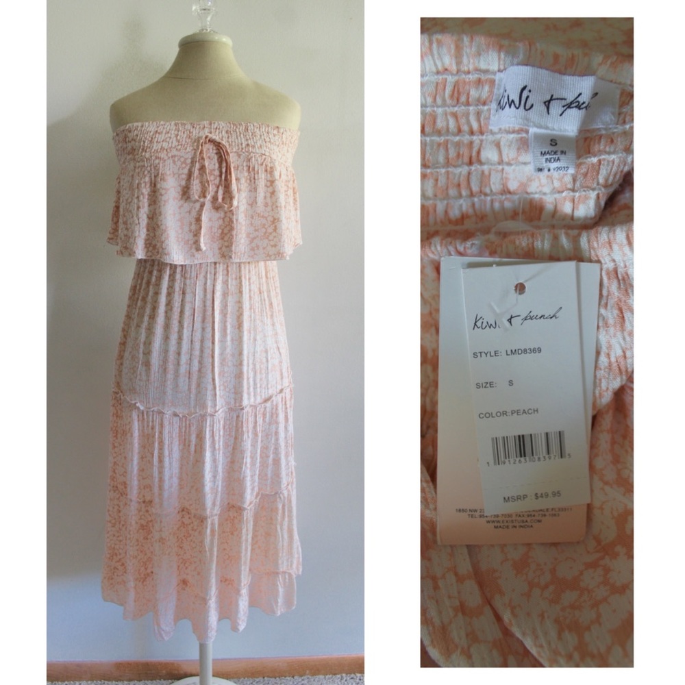 Kiwi & Punch NWT Floral Feminine Flowy Tube Top Maxi Dress Size Small